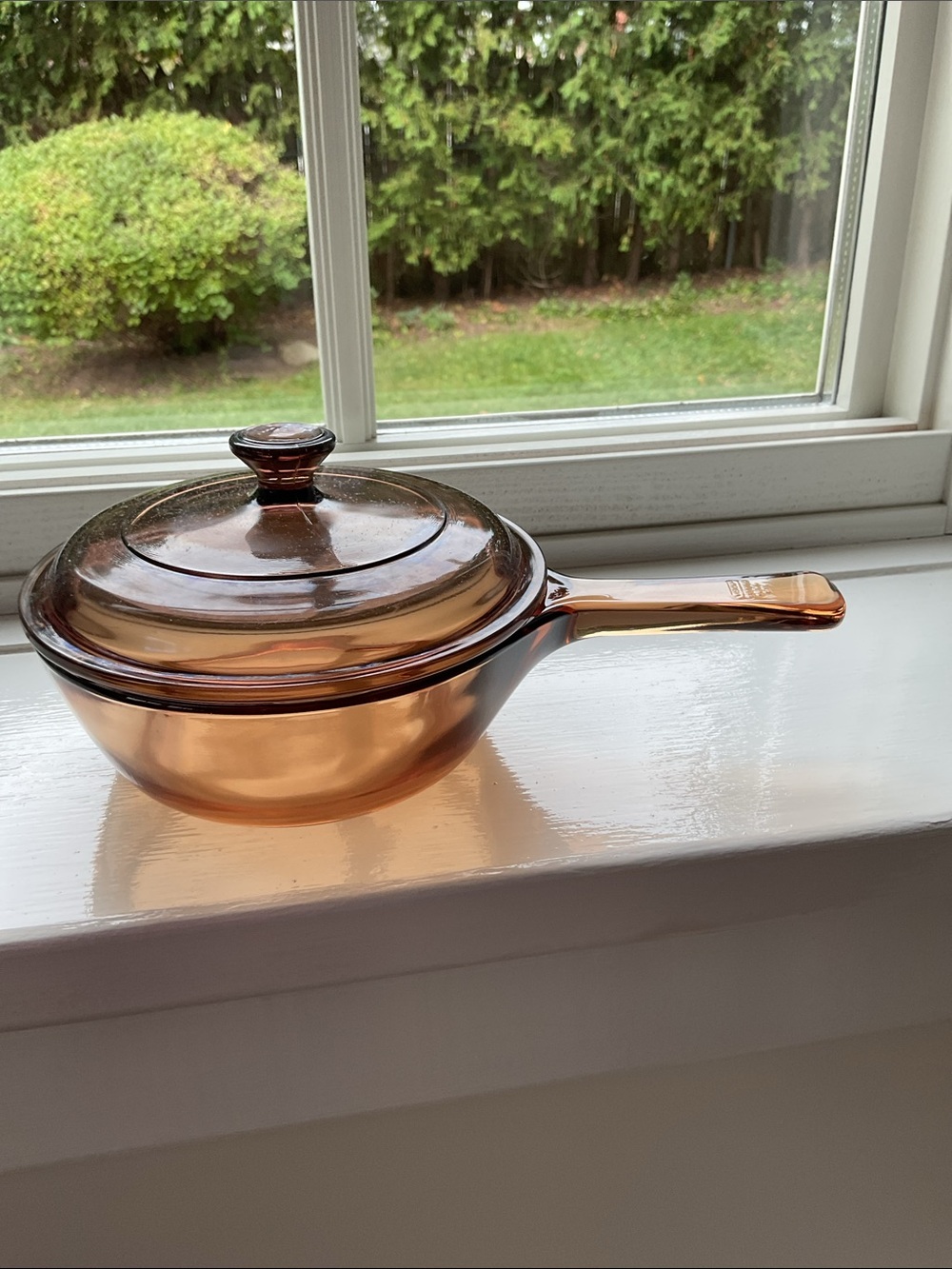 Vintage Amber Visions Corning Sauce Pot & Lid Made The France